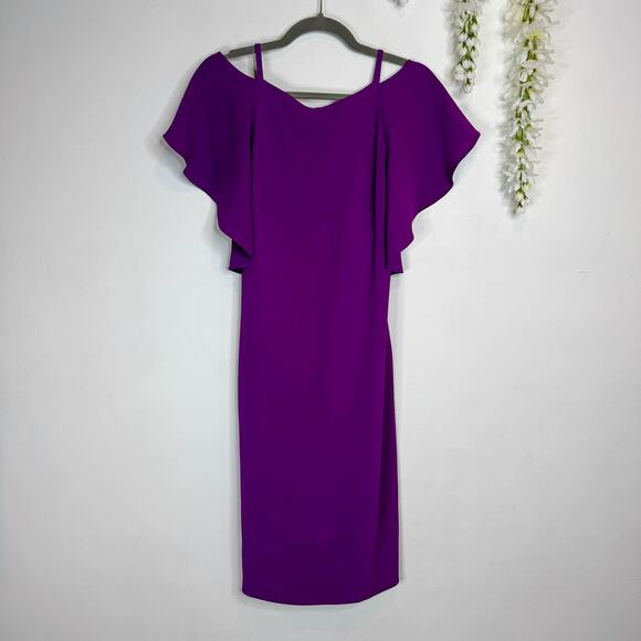 RALPH LAUREN PURPLE LABEL 100% silk cocktail dress off shoulder draped panel - Picture 1 of 9